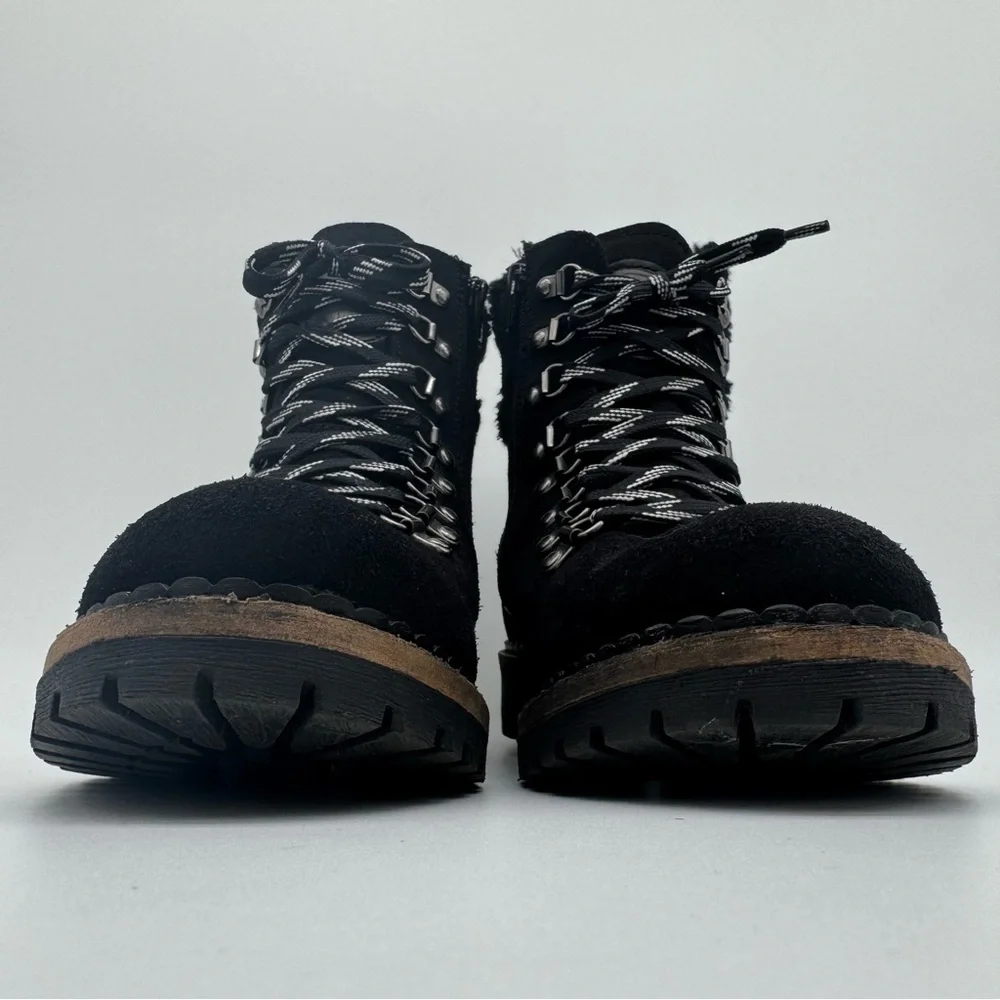 Pajar Black Leather Waterproof Lace Up Zip Ankle Boot Size 10